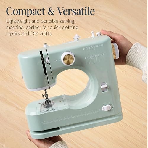 Best Choice Products Sewing Machine for Beginners, 55-Piece Kit, w/ 16 Built-in Stitch Patterns, Double Stitching, Foot Pedal, Storage Drawer, 6V - Sage/Gold thumbnail 9