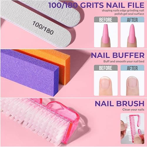 Teenitor 10Pcs Nail Soaking Bowl Kit 2 Soak Off Bowl Nail Soaking Bowl Acetone Proof Soak Off Gel Polish Remover Bowl, Manicure Bowl Cuticle Peeler Scraper Cuticle Oil Nail File and Buffer Nail Brush thumbnail 4