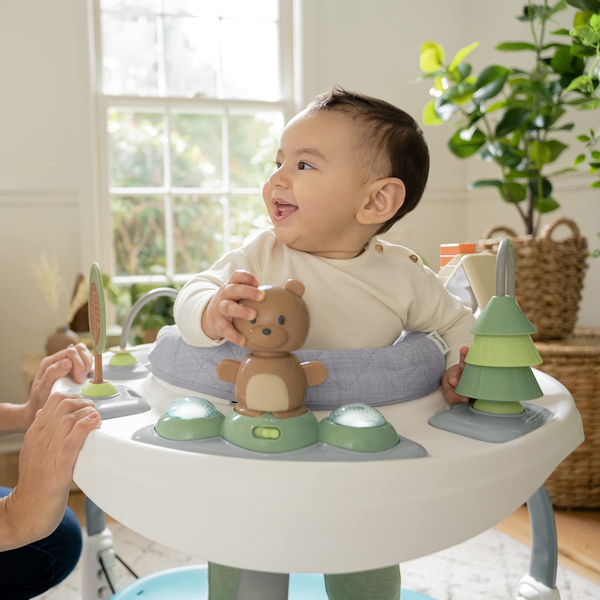 Ingenuity Spring & Sprout 2-in-1 Baby Activity Center Jumper and Table with Infant Toys - Ages 6 Months +, First Forest thumbnail 12