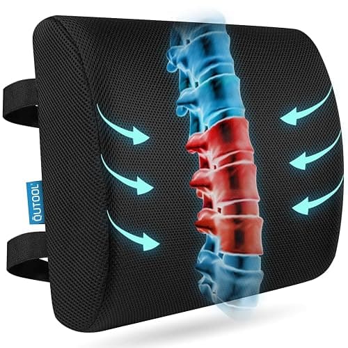 Lumbar Support Pillow for Office Chair, College Dorm Room Essentials, Memory Foam, Lower Back Support for Car, Back Pain Relief, Back Cushion for Chair with Adjustable Strap and Mesh Washable Cover - Image 1