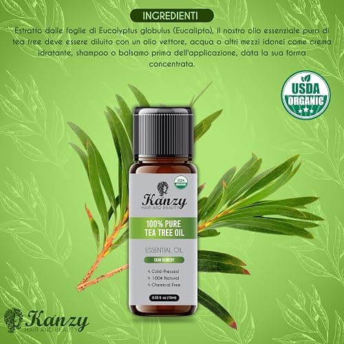 Kanzy Tea Tree Oil Puro 100%, Olio di Albero Del Tè 10ml per Viso, Corpo, Unghie, Capelli e Aromaterapia Diffusore, Tee Tree Olio Essenziale Puro thumbnail 6