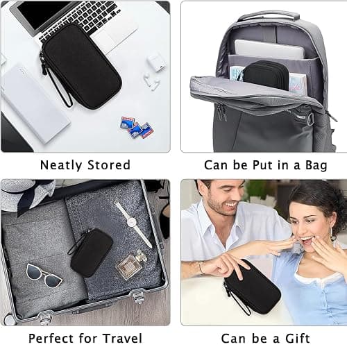 Travel Cable Organizer Bag, Electronic Accessories Organiser, 2-Layer Carry Case Portable Waterproof Double Layers, All-in-One Storage Bag for Cable, Cord, Charger, Phone, Earphone (Black) thumbnail 4