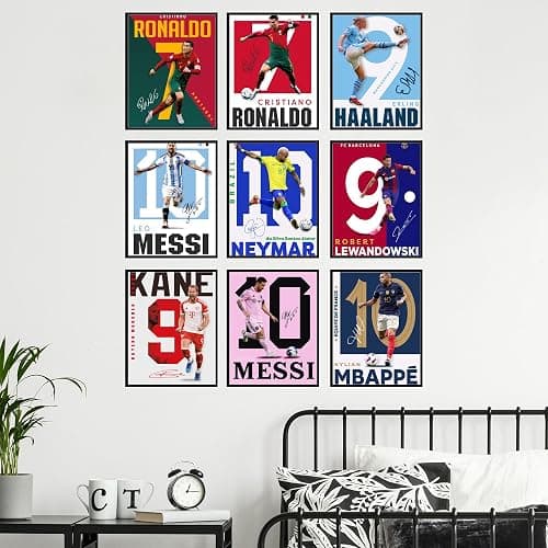 BigWig Prints Soccer Poster - Soccer Decor For Boys Bedroom, Messi And Ronaldo Poster, Messi Posters For Boys Bedroom, Mbappe Wall Art, Neymar Wall Art, Ronaldo Posters - Unframed Set Of 9 (8x10”) thumbnail 4