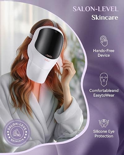 FOLOKE Red Light Therapy Mask for Face & Neck, LED Face Light Therapy,USB C Rechargeable,Infrared Mask for Home Working Travel Yoga thumbnail 5