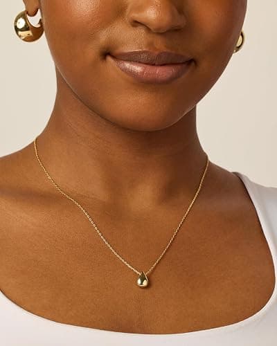 PAVOI 14K Gold Plated Dainty Pear Pendant Necklace for Women | Tear Pendant Necklaces thumbnail 2