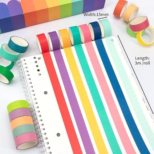 Washi Tape Set 30 Rolls, Decorative Tape, Colored Tape, Scrapbook Tape, Craft Tape for Scrapbook Supplies, Journaling, Washy Tape, Washy thumbnail 2