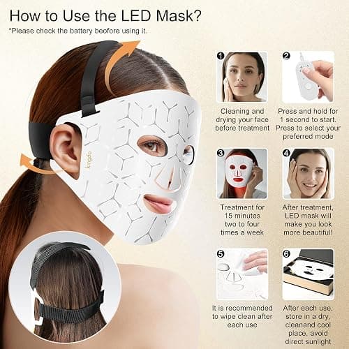 Red Light Therapy for Face, 4 Modes LED Face Mask Infrared Light Therapy with Remote, Portable and Rechargeable Design with Timer Function for Home Use thumbnail 7