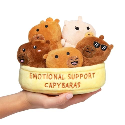 Emotional Support Capybaras by Relatable, Cuddly Stuffed Animals and Plushies Set, Includes 5 Capybara Plush Toys with Carrying Basket, Cute Stuff and Great Gift for Loved Ones of All Ages thumbnail 4