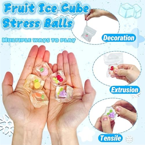 5-Pack Fruit Ice Cube Taba Squishy Mochi Toys, Kawaii Squishies, Fruit Squeeze Stress Balls, Sensory Ice Cube Squishy Mochi Fidget Toy for Kids, Birthday Gifts, Party Favors thumbnail 3