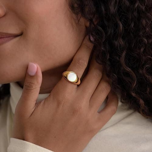 YeGieonr Gold Rings for Women Trendy Non Tarnish Chunky Gold Plated Ring, Waterproof Stainless Steel Gold Jewelry Gift thumbnail 5