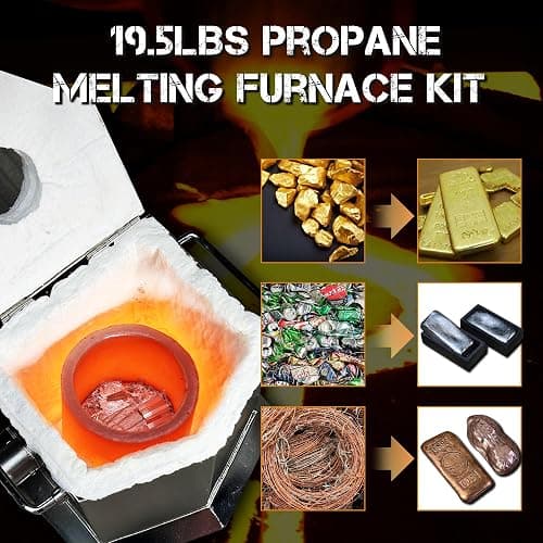 CANALHOUT 9KG/19.5lbs Propane Melting Furnace Kit with Two Tongs and Crucible, All New Kiln Metal Foundry Furnace Smelting Gold Silver Copper Aluminum, Metal Recycle Home Smelting Casting Tool thumbnail 5