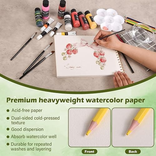 5x7.5 Inch Spiral Watercolor Paper Pad - 30 Sheets 140lb/300g Acid-Free Artist Paper | Tear-Line Perforated Pages for Framing & Mixed Media |Watercolor, Art Journaling (Adults, Students, Travel) thumbnail 5