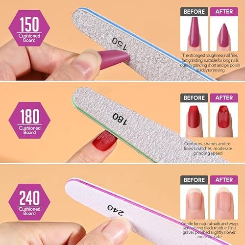 Teenitor Nail File Nail Buffer, 6 pcs Nail Files and Buffers for Natural Nails, Emery Boards for Nails, Nail Buffer and Shine Kit Nail Filer, Nail Buffer Block 100/180 Grit Nail Files Fingernail Files thumbnail 3