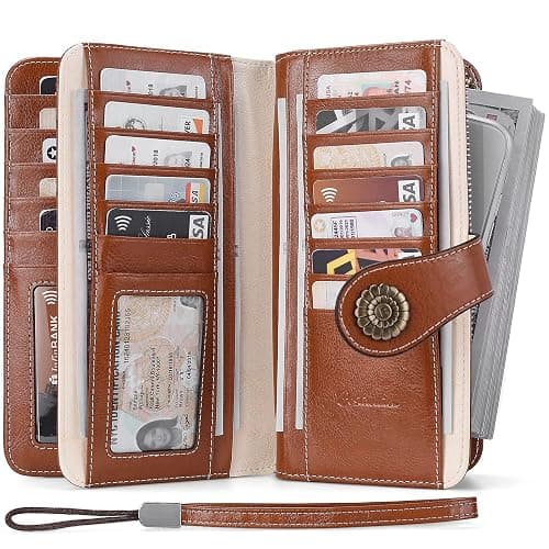 BOSTANTEN Leather Wallet for Women RFID Blocking Zip Around Credit Cards Holder Phone Clutch thumbnail 2