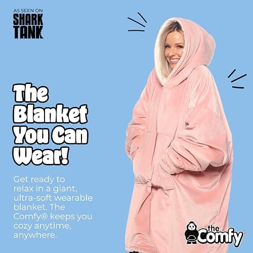 THE COMFY Original | Sherpa Lined Microfiber Fleece Wearable Blanket, Oversized Design with Hood and Pocket from Shark Tank thumbnail 3