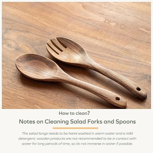 Muso Wood Acacia Salad Servers, 12-inch Wooden Salad Tongs for Serving Salad Mixes, Set of 2 (Acacia salad servers) thumbnail 7