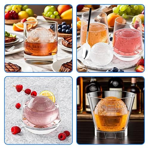 6 Chamber 2.34" 3D Death Star Ball Ice Cube Tray With Funnel,Large Round Ice Ball Molds Silicone Fun Shapes Whiskey Circle Ice Tray,For Chilling Whiskey,Cocktails,Bourbon,Brandy and Beverages thumbnail 7