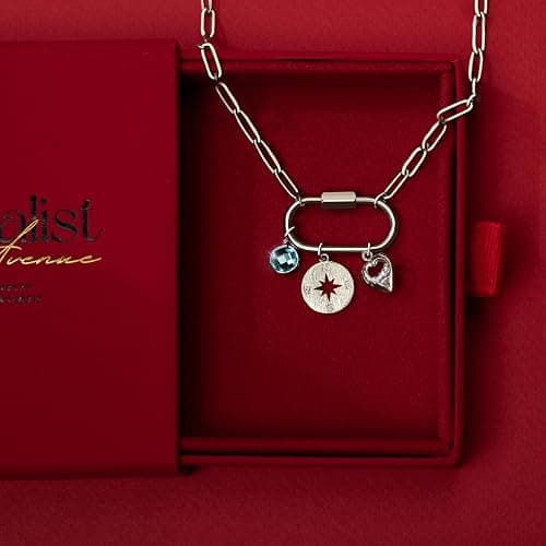 MignonandMignon Gold Charm Necklace for Women, Personalized Gift for Her, Birthday Gift for Mom, Gold Plated Pendant Charms, Handmade Jewelry for Women, Graduation Necklace -P-LOCK-N thumbnail 3