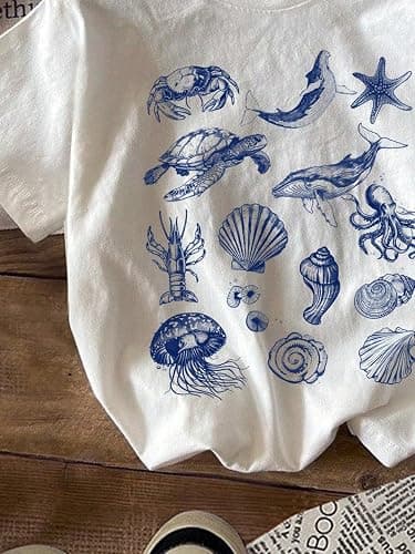 QJQ Girl's Cute Graphic T Shirts Short Sleeve Crewneck Tees Summer Trendy Preppy Tops Clothes thumbnail 6