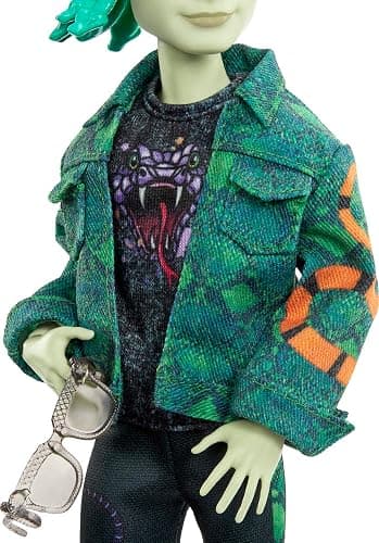 Monster High Deuce Gorgon Doll in Signature Look with Denim Snake Jacket & Accessories, Pet Mouse Perseus thumbnail 4