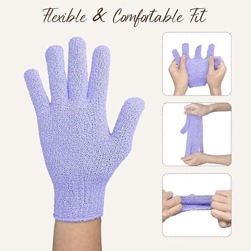 12 Pcs Exfoliating Gloves for Shower, Body Scrub Gloves, 6 Pairs, Nylon | Exfoliating bath gloves for women and men; quick-drying nylon; flexible five-finger fit; six pairs for home, gym, or travel thumbnail 6