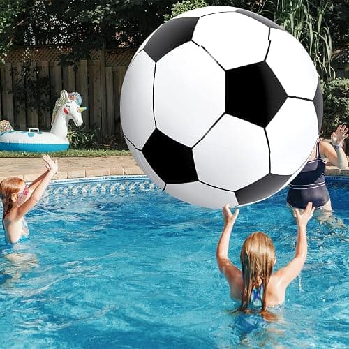 Lewtemi Big Inflatable Giant Soccer Ball Large Inflatable Beach Sport Ball Pool Party Decoration Toys Oversized Jumbo Beach Toy for Pool Water Sports Games thumbnail 4