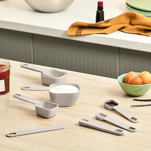 bella 9 Pc Nested Measuring Cup & Spoon Set, BPA & BPS-free nylon, Oatmilk thumbnail 2