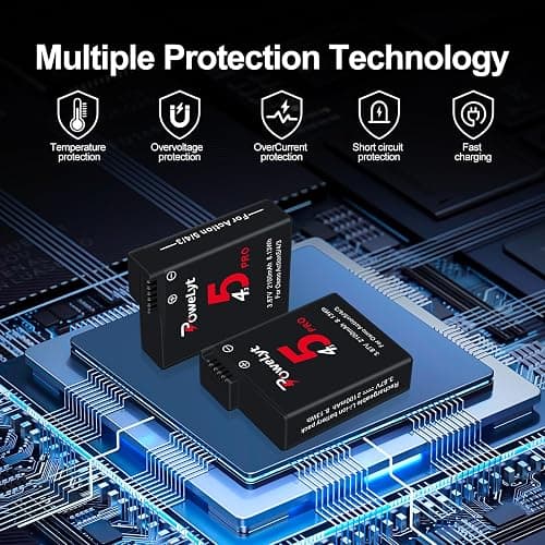 PoweLyt Osmo 360/Action 6/5 Pro/4/3 Battery 2 Packs 3.87V 2100mAh Osmo Action 5 Pro Batteries and 3 Channels Charging Station Compatible with DJI Osmo Action 6/Action 5 Pro/Action 4/Action 3,Osmo 360 thumbnail 6