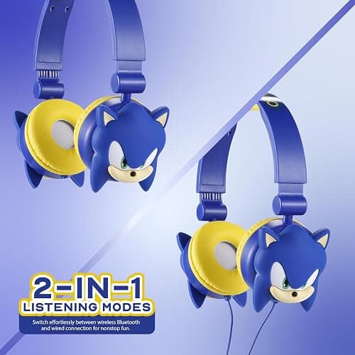 Sonic The Hedgehog - Kids Bluetooth Headphones, Wireless & Wired Over-Ear Headphones with Safe Volume, Adjustable Headband, Rechargeable Battery & Stereo Sound – Perfect for School, Home, & Travell thumbnail 9