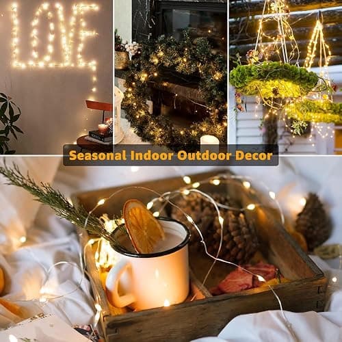 6 Pack Fairy Lights Battery Operated 7ft 20 LED Mini String Lights Twinkle Lights Silver Wire Firefly Starry Moon Lights for Mason Jars Wedding Party Christmas Centerpiece Table Decorations,Warm White thumbnail 3