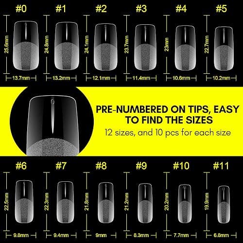 Makartt Medium Square Fake Nail Tips: 120pcs Clear Full Cover Half Matte Soft Gel Pre-shape Acrylic Gel Press on Extension for Nails, 12 Sizes French Manicure Salon Home DIY with Box thumbnail 4
