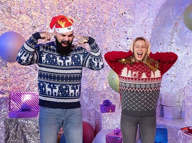 Ugly Christmas Sweater for Men, Hooded Unisex Women Xmas Hoodie Pullover for Party Festive Party thumbnail 2