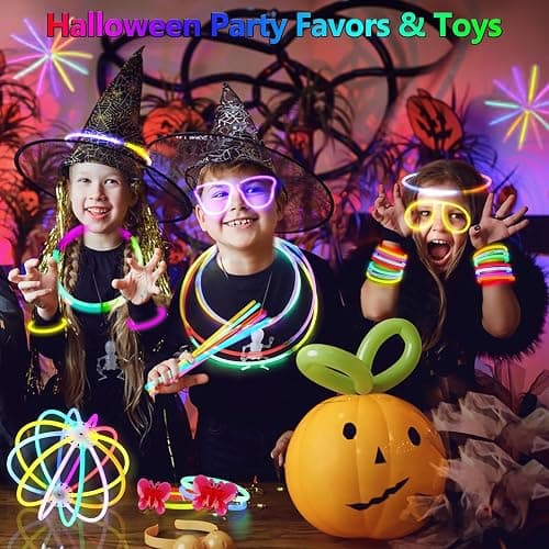 BUDI 467Pcs Glow Sticks Christmas Party Favors New Year Eve Party Supplies for Kids Adult Glow in the Dark 4th of July Accessories Neon Decors Glowsticks Bulk 8 Colors 8" with Connectors for Parties thumbnail 9