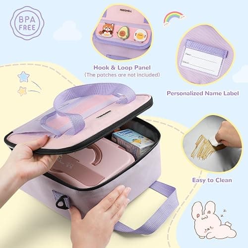 REDSHELL Lunch Box Kids, Large Insulated Lunch Bag for Girls, Purple | Tactical Style, Cooler Lunchbag, Square Toddler Lunchbox, School & Daycare, Lunch Tote, Water Bottle Holder, Adjustable Strap thumbnail 4