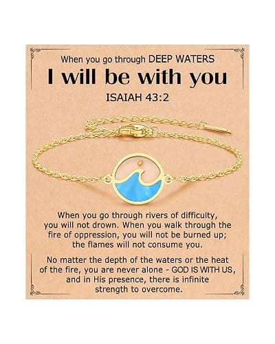 Eryuor Strength Encouragement Gifts-When You Go Through Deep Waters Isaiah 43:2 Mustard Seed Wave Bracelet for Women Her - Image 1