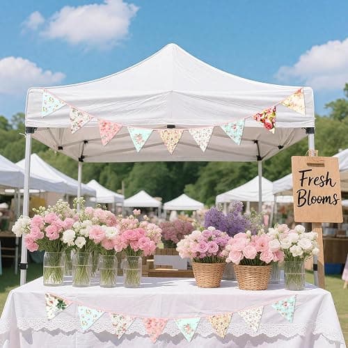 G2PLUS 39Ft Triangle Bunting Banner, 42pcs Cotton Pennant Banner, Reusable Pink Green Fabric Triangle Flags Party Decoration for Birthday, Wedding, Baby Shower, Room Decor thumbnail 8