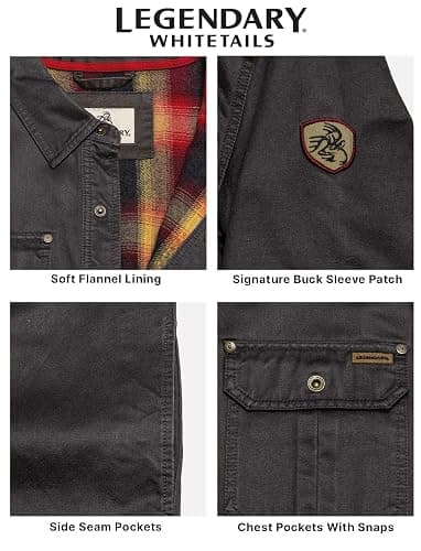 Legendary Whitetails Men's Flannel Lined Shirt Jacket Waxed Cotton Water Resistant thumbnail 6