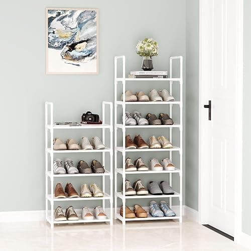 Hockmez 5-Tier Small Shoe Rack,Stackable Shoe Shelf Storage Organizer for Entryway Hallway Closet Bathroom Living Room(White-5Tier) thumbnail 3