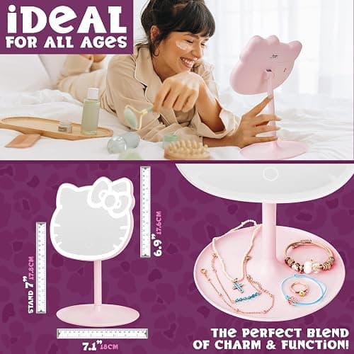 Get Trend Hello Kitty Sanrio LED Vanity Mirror with Lights for Women, Teens, Light Up Makeup Mirror for Desk, Room Decor, Kawaii Gifts for Women (Pink/Hello Kitty) thumbnail 6