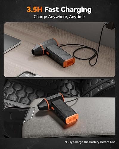 WOLFBOX MF50 Compressed Air Duster-110000RPM Super Power Electric Air Duster, 3-Gear Adjustable Mini Blower with Fast Charging, Dust Blower for Computer, Keyboard, House, Outdoor and Car thumbnail 6