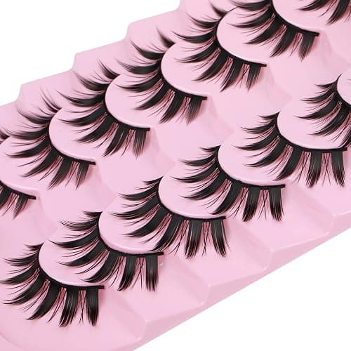False Eyelashes Manga Anime Lashes Japanese Cosplay Spiky Lashes Mink Dramatic Thick Fake Eyelashes Extensions Doll Strip Lashes 7 Pairs Pack by EYDEVRO thumbnail 6