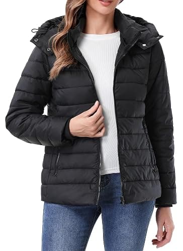 TDYPCI Women's Winter Coat Lightweight Waterproof Puffer Jacket - Quilted Short Down Coat for Women, Warm Winter Jacket thumbnail 3
