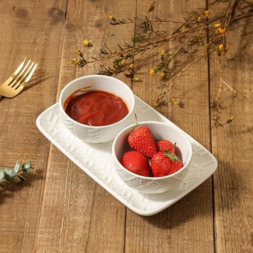 Sureasy Mini Ceramic Dipping Bowls – 4 oz, 3.5 Inch Small Bowls for Sauces & Side Dishes, Microwave & Dishwasher Safe, Set of 4, White thumbnail 5