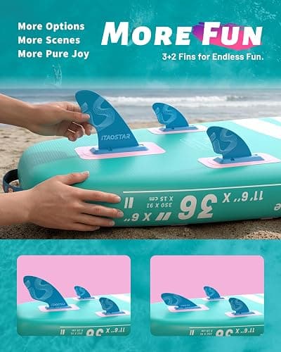 iTAOSTAR Billow 11'6"×36" Extra Wide Paddle Board with Seat, One-Stop Premium SUP Board Accessories, Tailored Fins, Stable Inflatable Stand Up Paddle Boards for Youth/Adults of All Skill Levels thumbnail 5