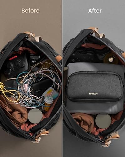 tomtoc Electronics Organizer Travel Case, Water Resistant Travel Bag Cable Organizer for Essentials, Tech Pouch Accessories Carry Storage for Cord, Phone, Cables, Airpods, USB Flash Drive, Daily Items thumbnail 5