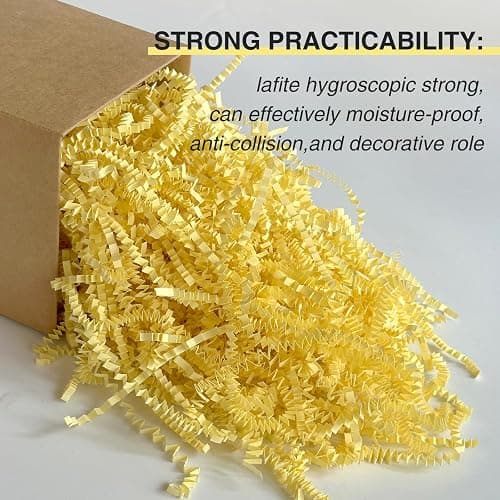 Corlcol 1LB Crinkle Paper Shred Filler for Gift Box Bag and Basket On Holidays(Light Yellow) thumbnail 4