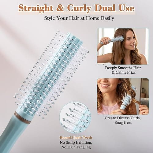 fukewunFour-piece curling brush set, including a fluffy comb, air cushion comb, curling comb, and straight comb, suitable for both curly and straight hair, effective in detangling (blue) thumbnail 3