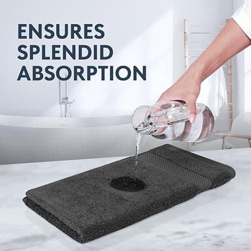White Classic Luxury Dark Gray Hand Towels - Soft 100% Turkish Cotton | Highly Absorbent Hotel spa Bathroom Towel Collection | 16x30 Inch | Set of 6 thumbnail 4