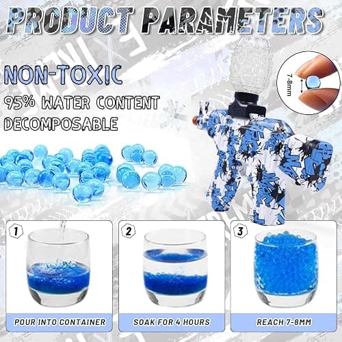Electric Gel Ball Blaster 160+ FPS High Speed with Goggles, Rechargeable Gel Ball Splatter Toy - Shooting Team Game Outdoor Activities Party Gift for 14 Age Up (Blue) thumbnail 6