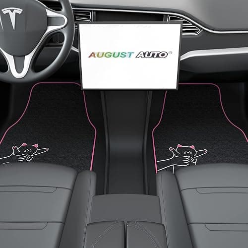 August Auto Universal Fit Cute Cat Carpet Car Floor Mats, Fit for Sedan, SUVs, Truck, Vans,Set of 4(Pink) thumbnail 5
